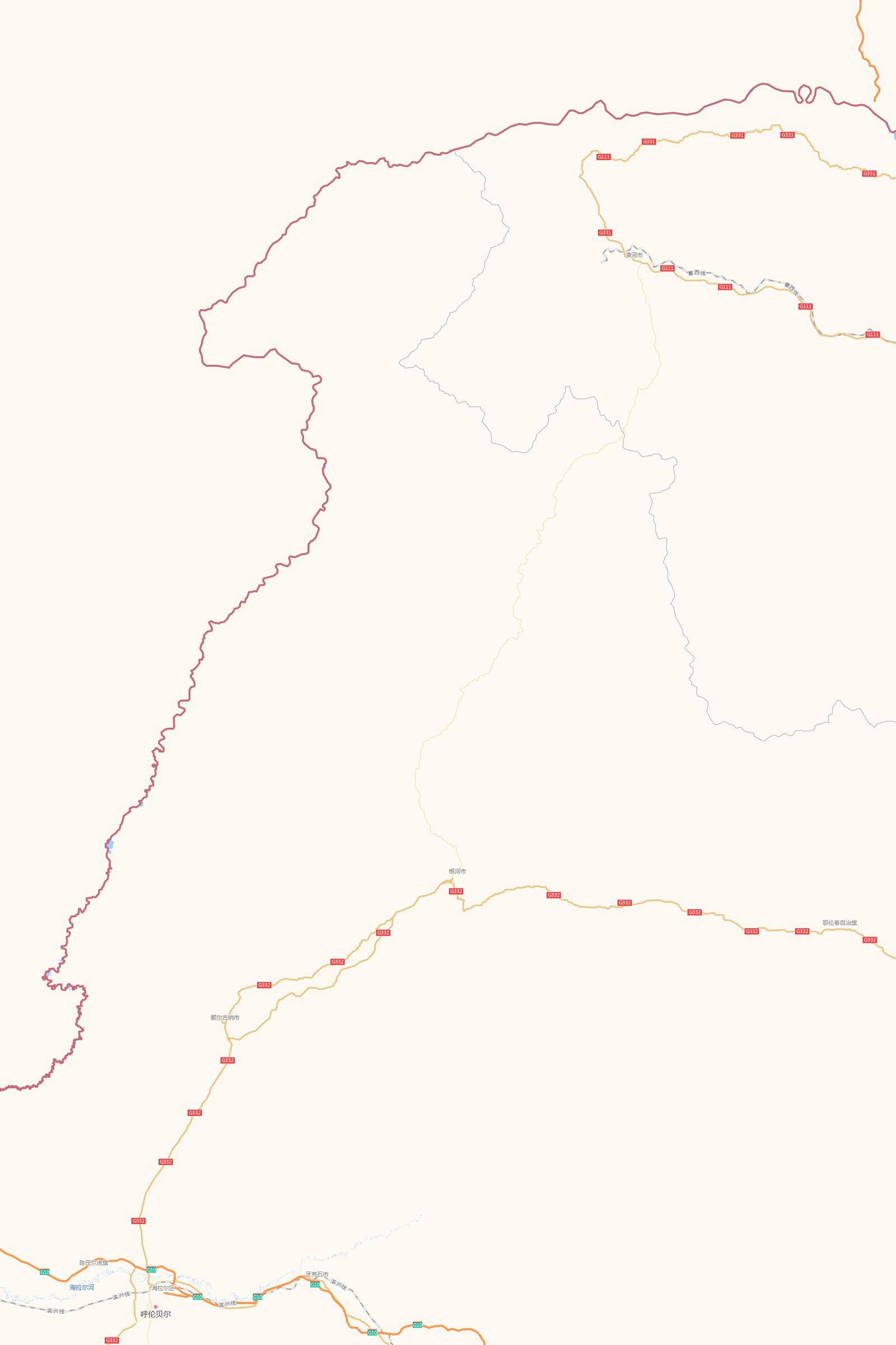 呼伦贝尔至漠河地图底图